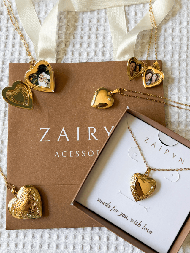 Relicário Coração Textura Ouro 18k