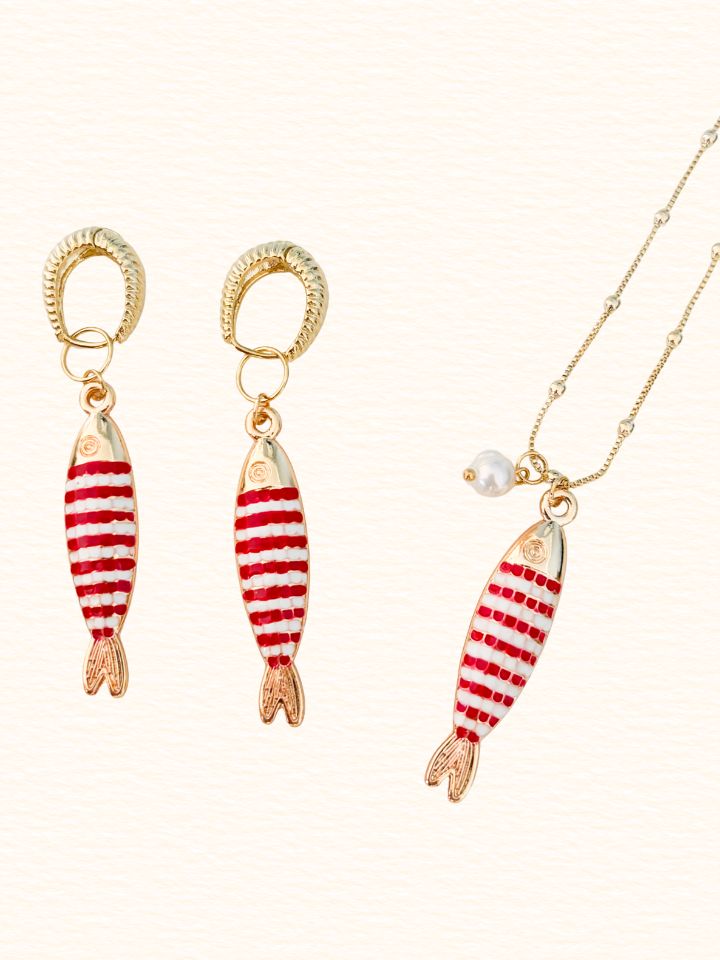 Brinco Peixe Listrado Ouro 18k