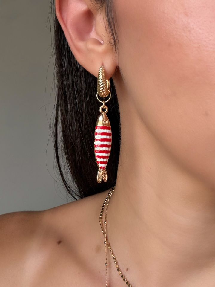 Brinco Peixe Listrado Ouro 18k